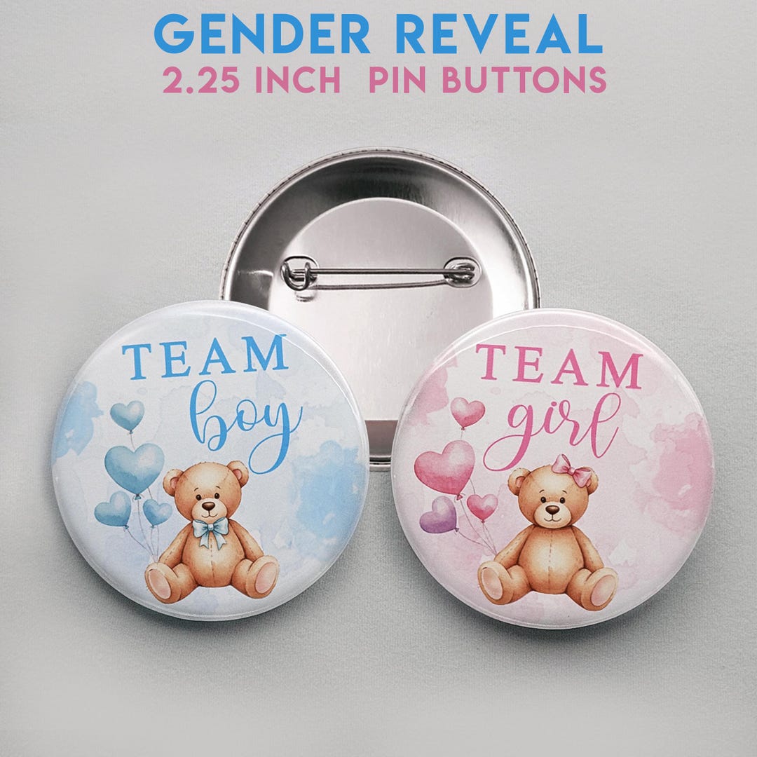 Team Boy Girl Pin Buttons - 2.25