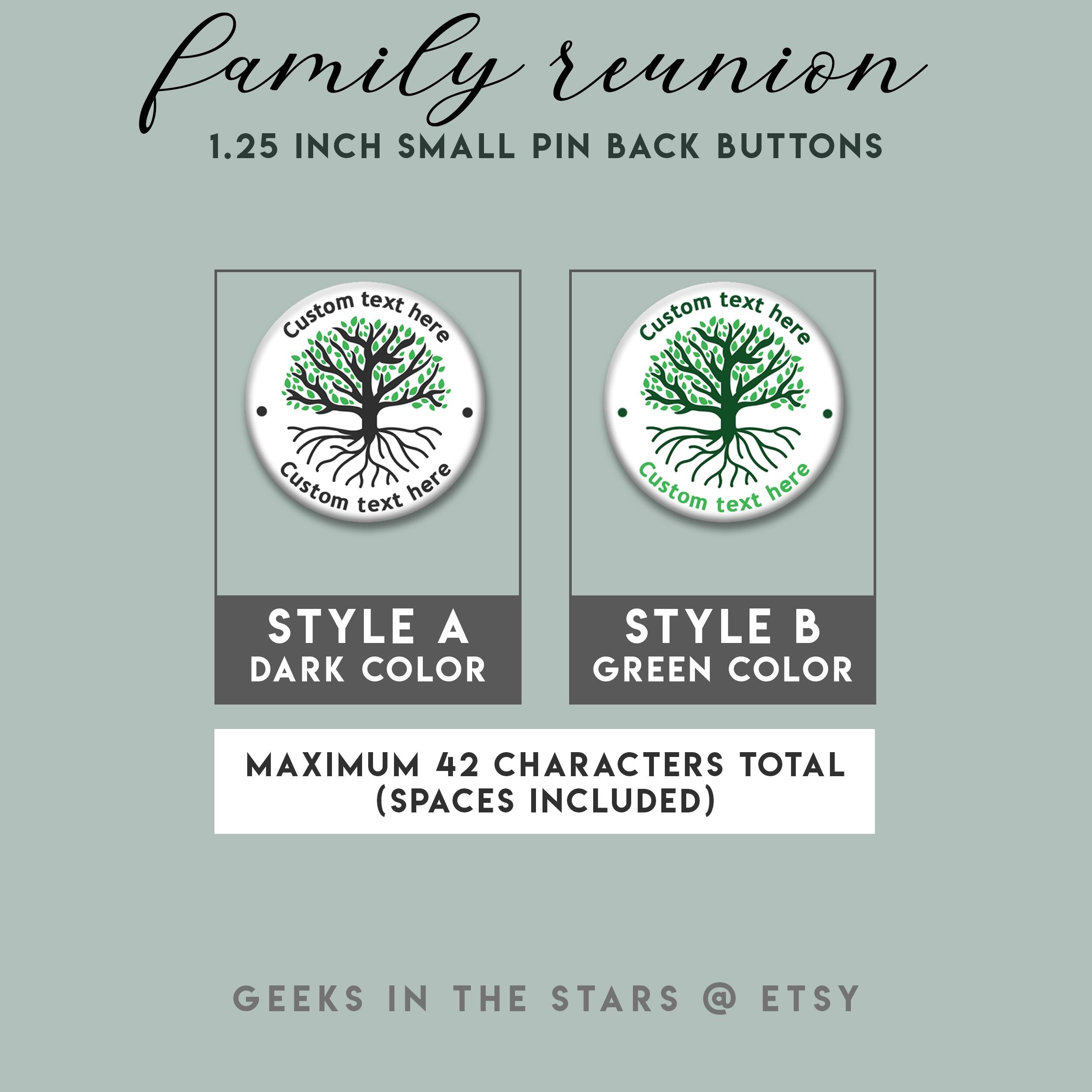 Family Reunion Custom Buttons: Personalized Family Tree Last Name Pins ...