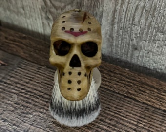 Jason Voorhees skull shaving brush, Barbershop tools, traditional wet shaving, skull art, unique custom gift.