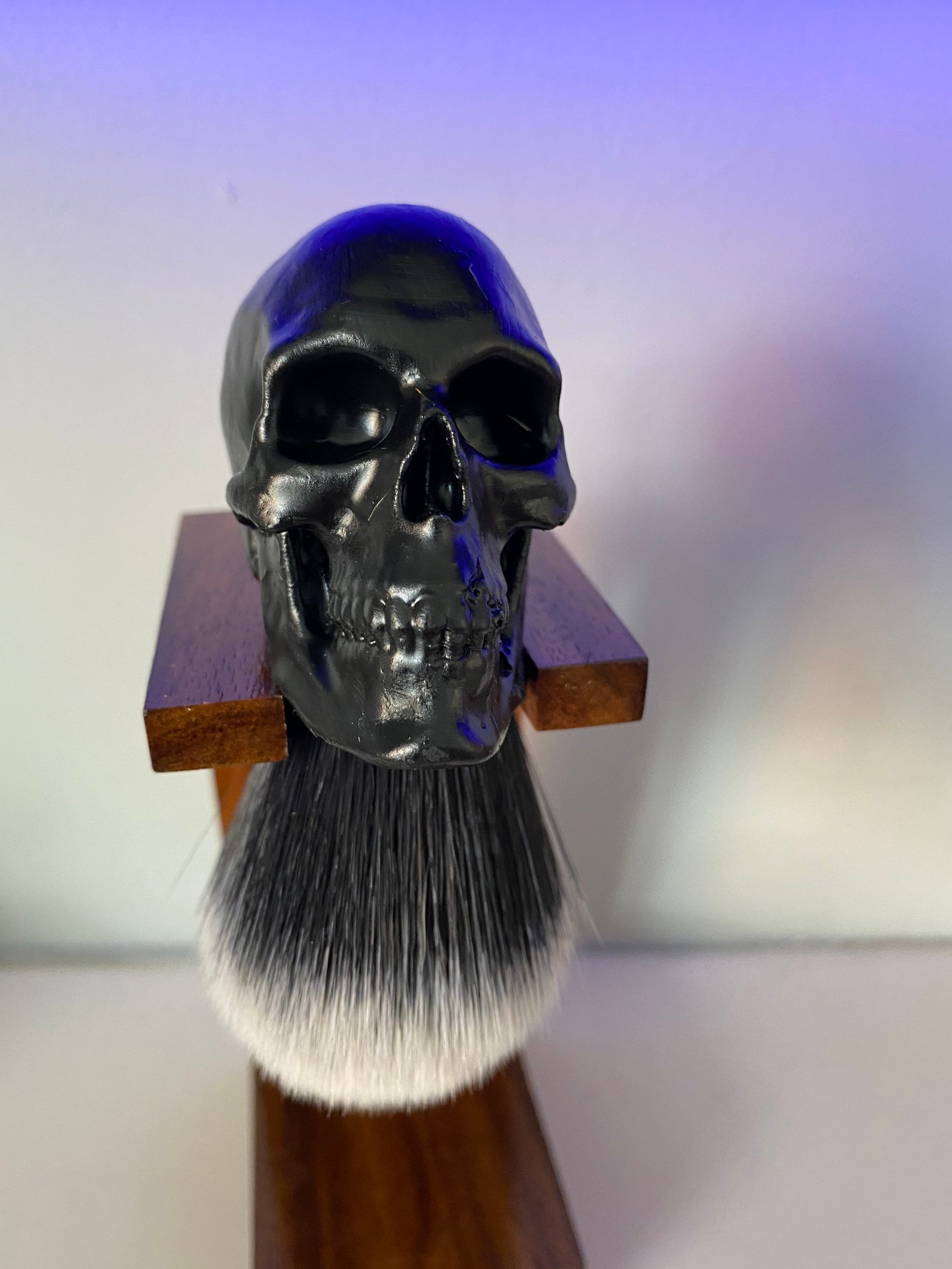 NEW Jet Black Skull Shaving Brush Barber Brush Etsy