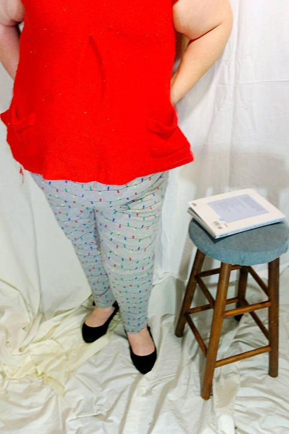 Christmas Light Plus Size Leggings 4X Knit Stretch Pants Christmas Ready to  Ship Hand Made in IL by Plus Size Women 