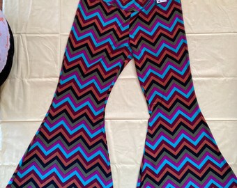 PLUS SIZE multicolored chevron stripe pants 2X flared leg bell bottoms