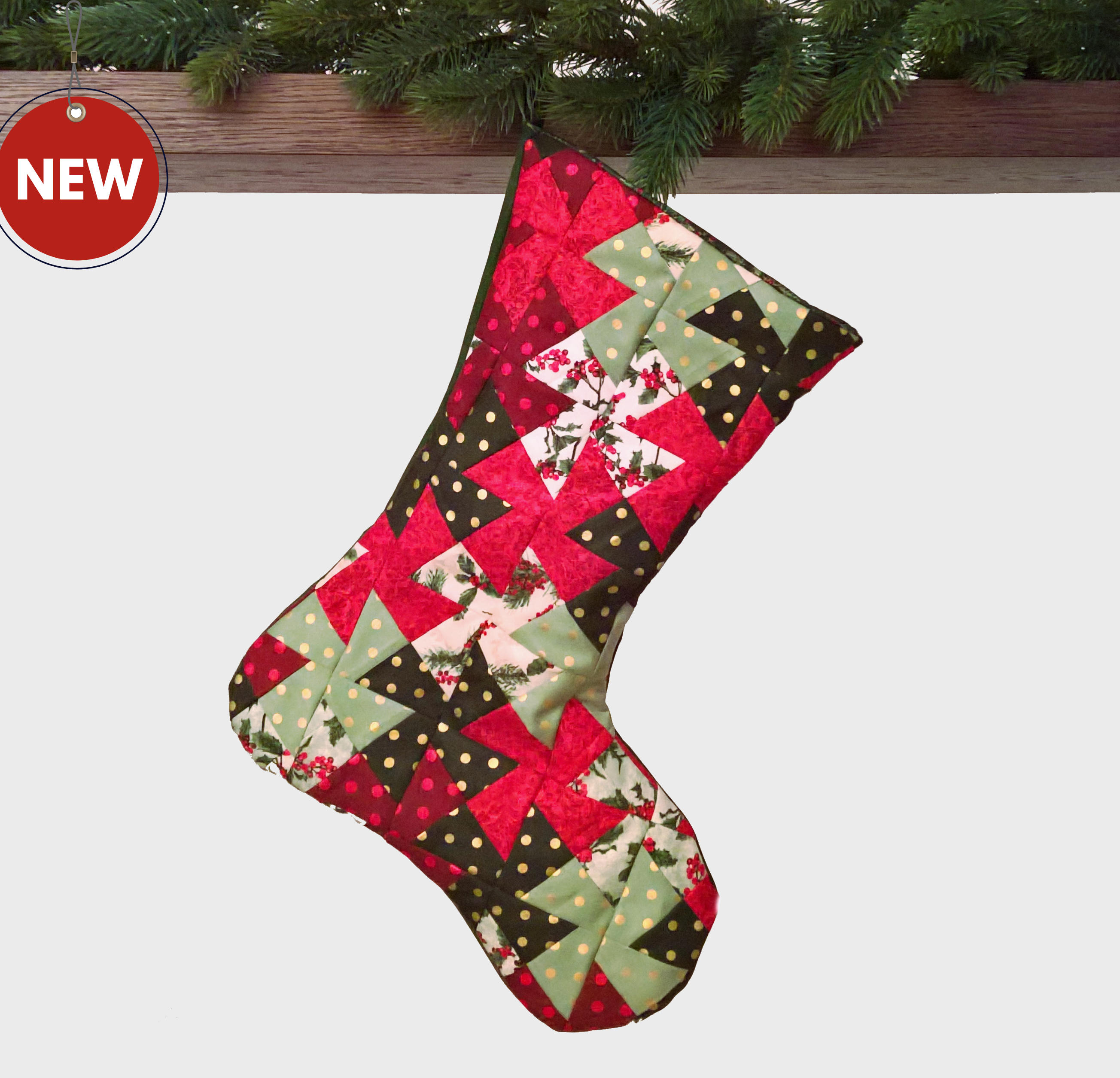 quilted patchwork unique handmade christmas stocking green red gold white spacious personalized luxury gift - Handmade Christmas Stockings quilted patchwork unique handmade christmas stocking green red gold white spacious personalized luxury gift - Handmade Christmas Stockings