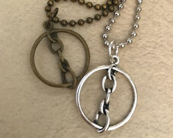 Circle Necklace Custom Couples Jewelry Man Woman Adult Relationship Weddings Rope Chain Infinity Nautical Bohemian Jewelry