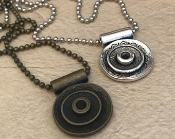 Mens Necklace Custom Bohemian Necklace Chain Pendant  Gift Silver Circle Necklace Man Woman Couples Jewelry Groomsmen Boyfriend