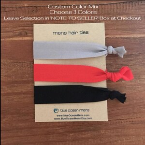 Mens Hair Ties Black Red Grey Hair Ties Ponytail Holder Hair Elastics Stretch Hair Band Wristband Elastic Hair Band Creaseless Hair Tie image 1