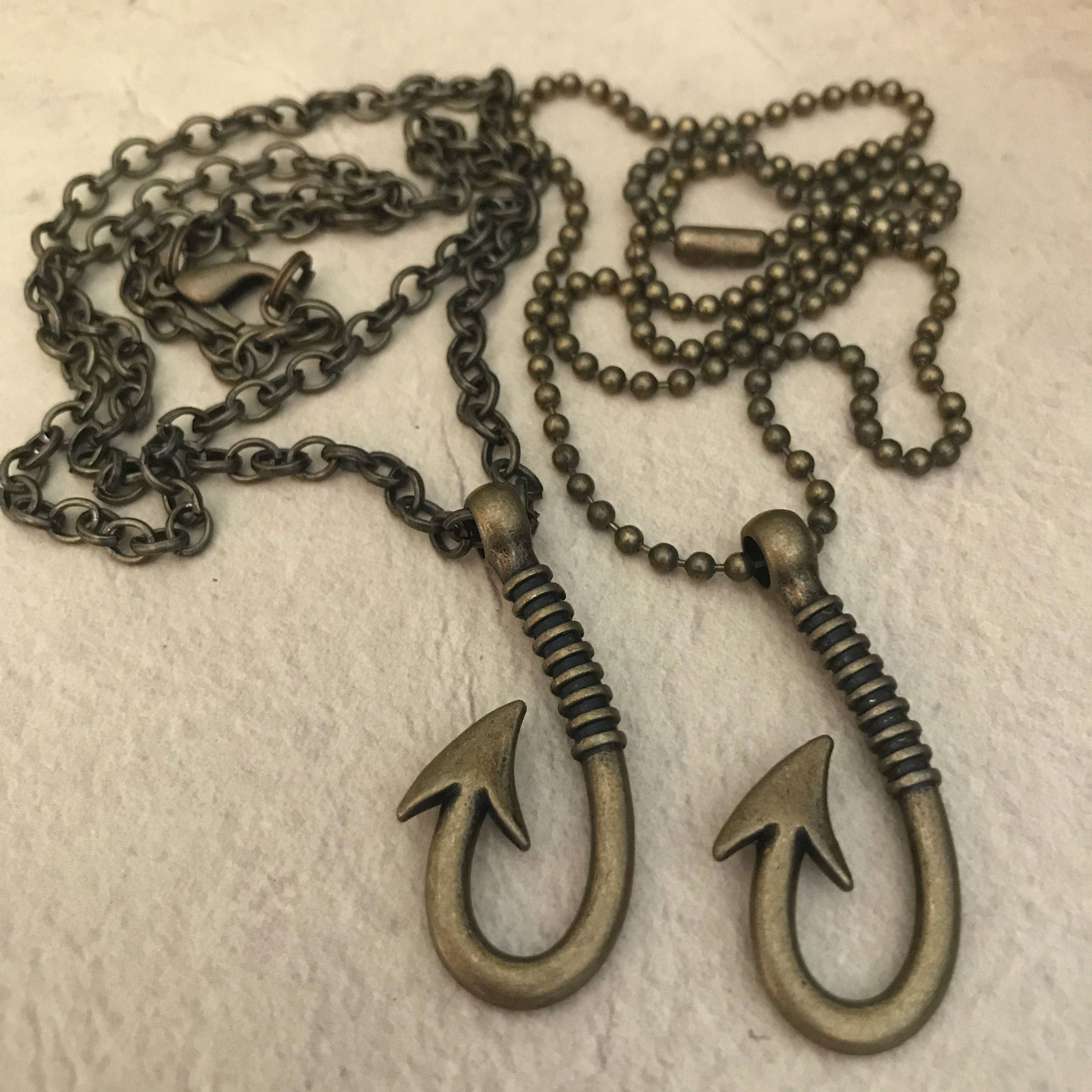 Mens Necklace Mens Pendant Fish Hook Chain Necklace