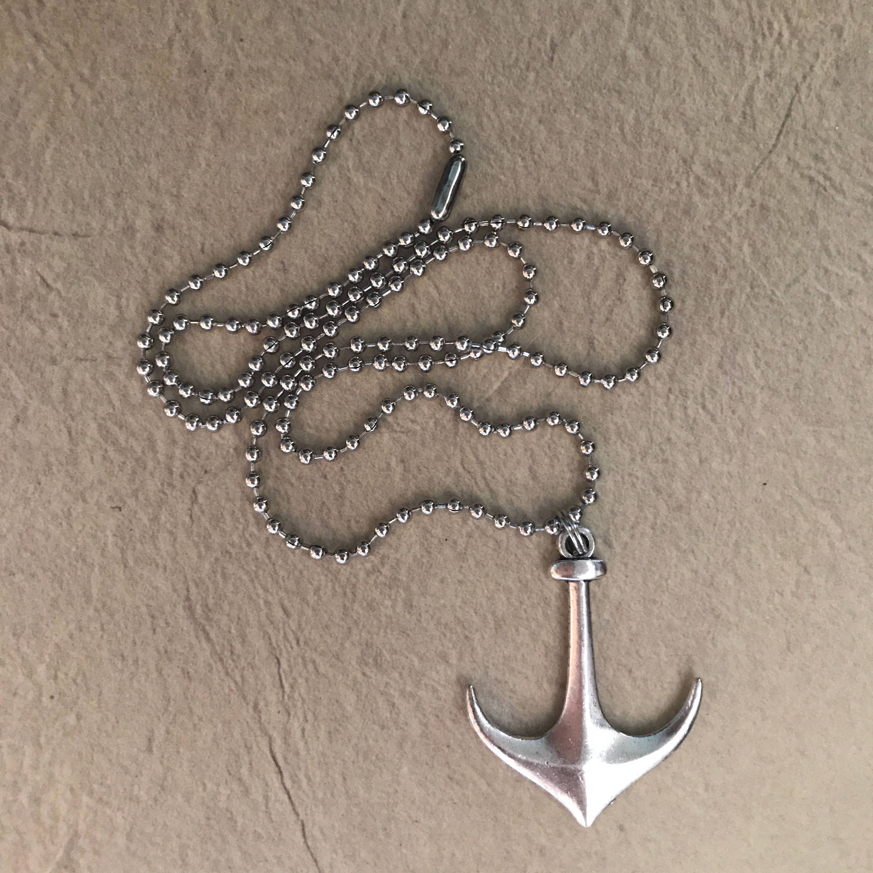 Mens Anchor Necklace Nautical Pendant Chain Necklace Gift for Man Ocean