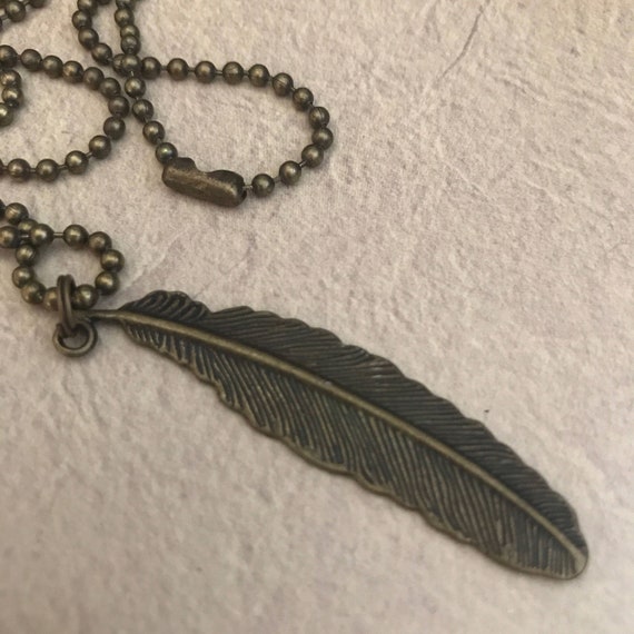 Feather Pendant Necklace  Gift Her Them Unique Gifts Bohemian Couples Jewelry under 30 Leaf Nature Inspired Inspirational Gift