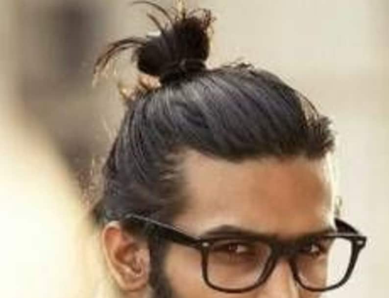 Mens Hair Ties Black Blue Grey Hair Ponytail Holder Man Bun Etsy