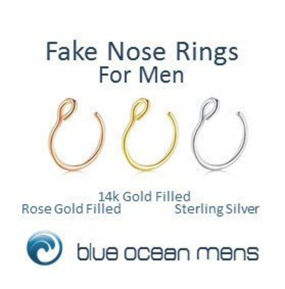 Fake Nose Ring Mens Faux Nose Ring Fake Septum Hoop Jewelry Gift for Men Custom Accessory Body Jewelry Men Tiny Silver Gold Hoop Ring