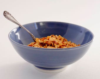 Blue porcelain bowl, handmade on the wheel