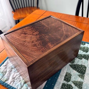 Hand Crafted Poplar and Walnut Crotch Cremation Urn Box - Large 260 CI