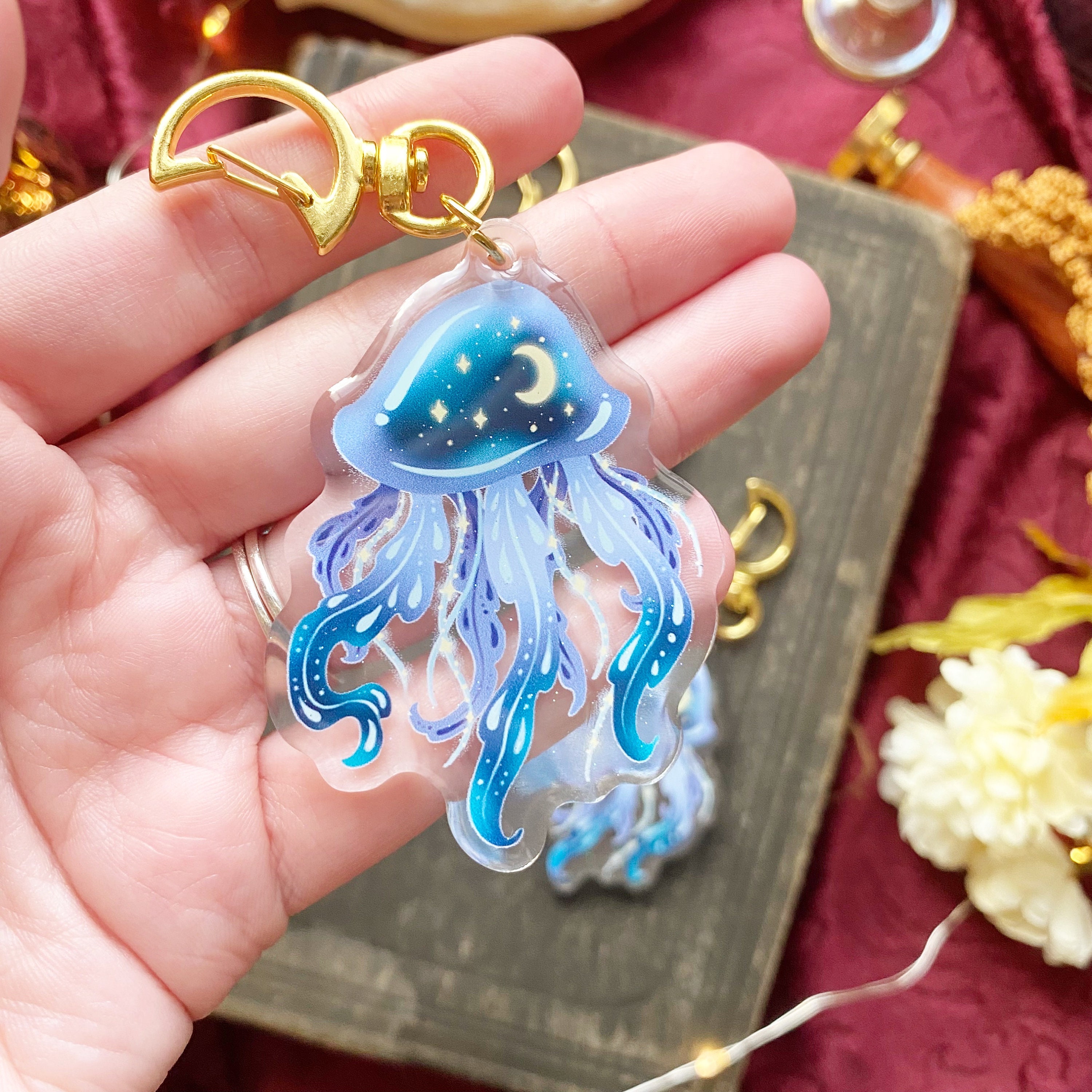 Chibi Handmade Glass Beads - Jellyfish (3 Color Options)