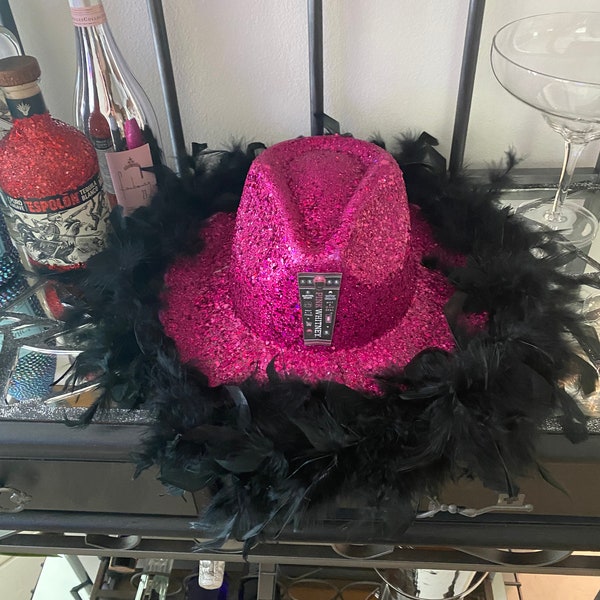 Western Party Accessoire Cowgirl Hut Für Erwachsene Aus Filz - Mit Marabu-Federn & Glitzer-Diamanten | Western Party Kostüm Kostüm Hut