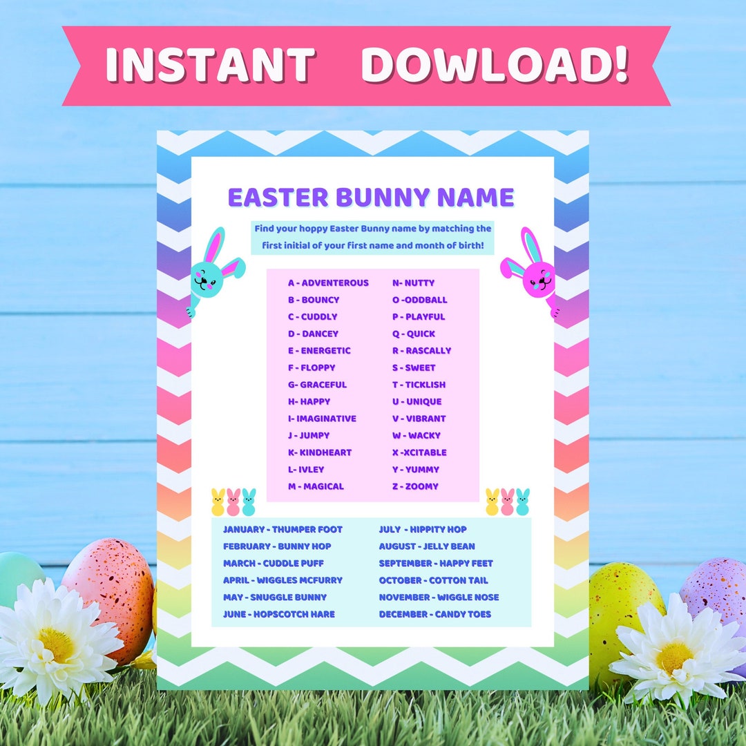 Easter Bunny Name Generator Instant Download Printable Etsy