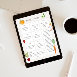 Afdrukbare digitale maaltijdplanner | Wekelijkse voedselorganizer | Direct downloaden