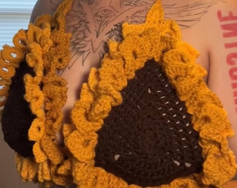 Crochet Sunflower Bikini Top