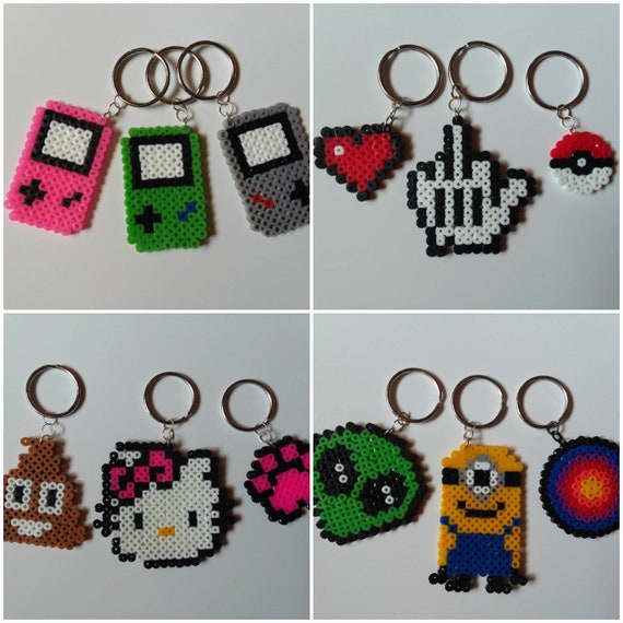 Perler bead keychains/ Melty bead character keychains Etsy