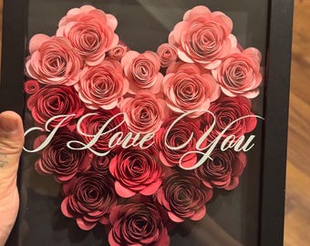 Valentines floral shadow box Valentines gift