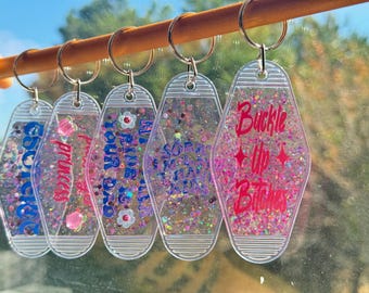 Clear Holographic Hotel Keychain Glitter Keychain