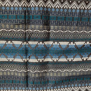 Antique 2yds of Art Deco Woven Thick Metallic Fabric Black Blue Gold Remnant