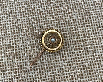 Antique Victorian Gold Plated Flower and Seed Pearl Stick Pin