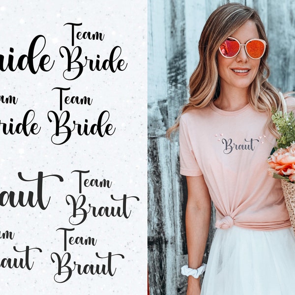 Bügelbild Personalisierung Braut Bride verschiedene Folien mehr als 30 Farben