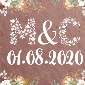 Iron-on letter monogram date wedding floral custom text glitter textile sticker foil glitter foil glitter foil 24 colors