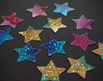 Sterne Star Sticker Bügelbild Aufkleber Hotfix Textilaufkleber 25 St. holographische Effektfolie iron on fabric vinyl