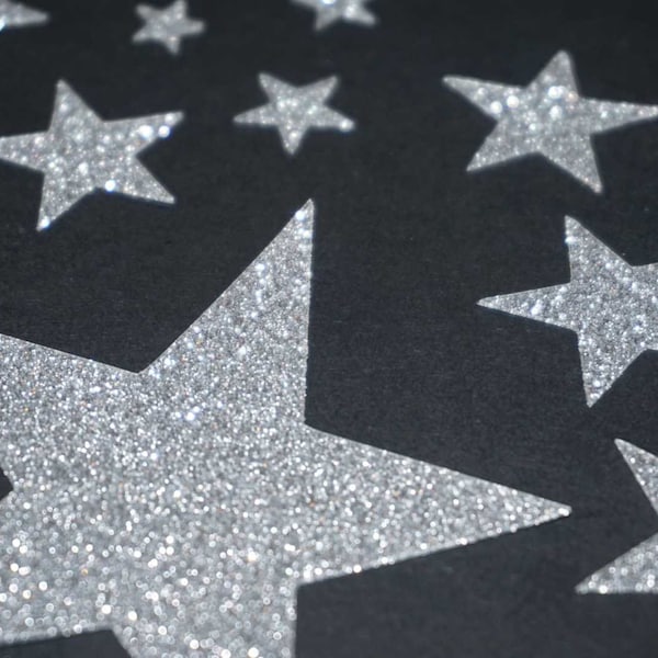 Stars sticker hotfix iron-on textile sticker glitter foil glitter foil silver 50 pieces