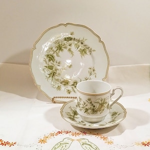 Vintage Haviland Limoges Carette Pattern Trio Set, Cup, Saucer, Plate; Vintage Haviland, Vintage Limoges France, Carette Pattern, Trio Set