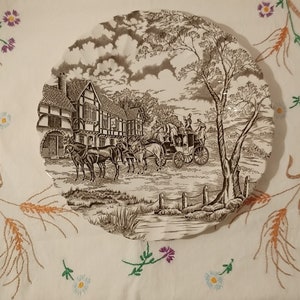 Royal Mail by Myott Brown Transferware Plate; Vintage Myott, Myott Royal Mail, Vintage Brown Transferware, Vintage Dinner Plate, Display