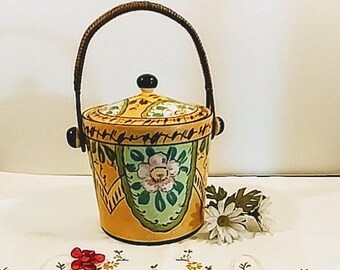 German Lime Blossom ceramic tin with two levels and lid Cookie Jar
