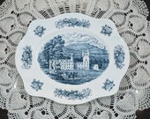 Johnson Brothers Royal Homes of Britain Balmoral Castle Blue Transferware Large Serving Platter Vintage Johnson Bros England, Blue Platter