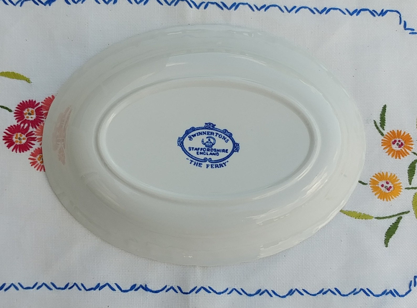 Swinnertons the Ferry Blue and White China Serving Bowl Etsy