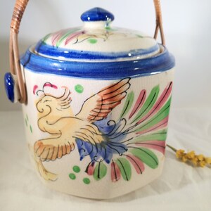 Vintage Circa 1930s Winged Dragon Large Hand Painted Japan Biscuit Barrel Cookie Jar; Cocina de la década de 1930, barril de galletas, tarro de galletas, frasco de golosinas