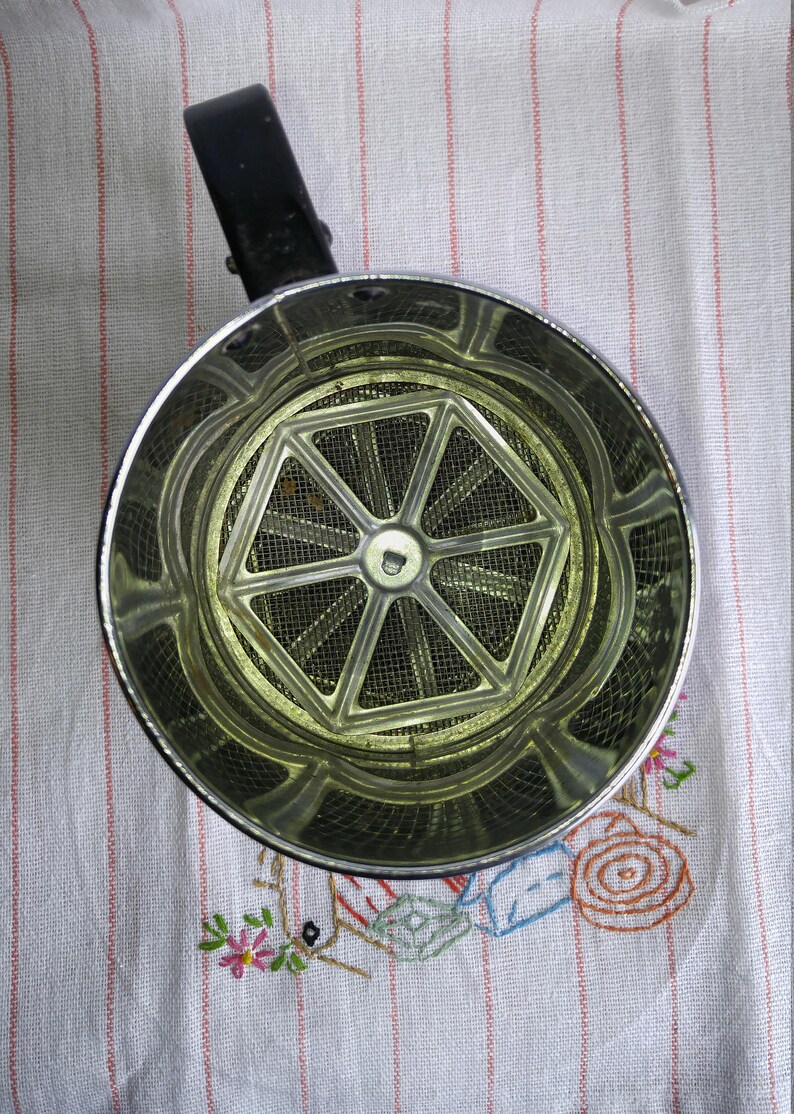Sifter Colored Vintage Chrome Flour Sifter; Mid Century Polished Triple Plated Chrome ...
