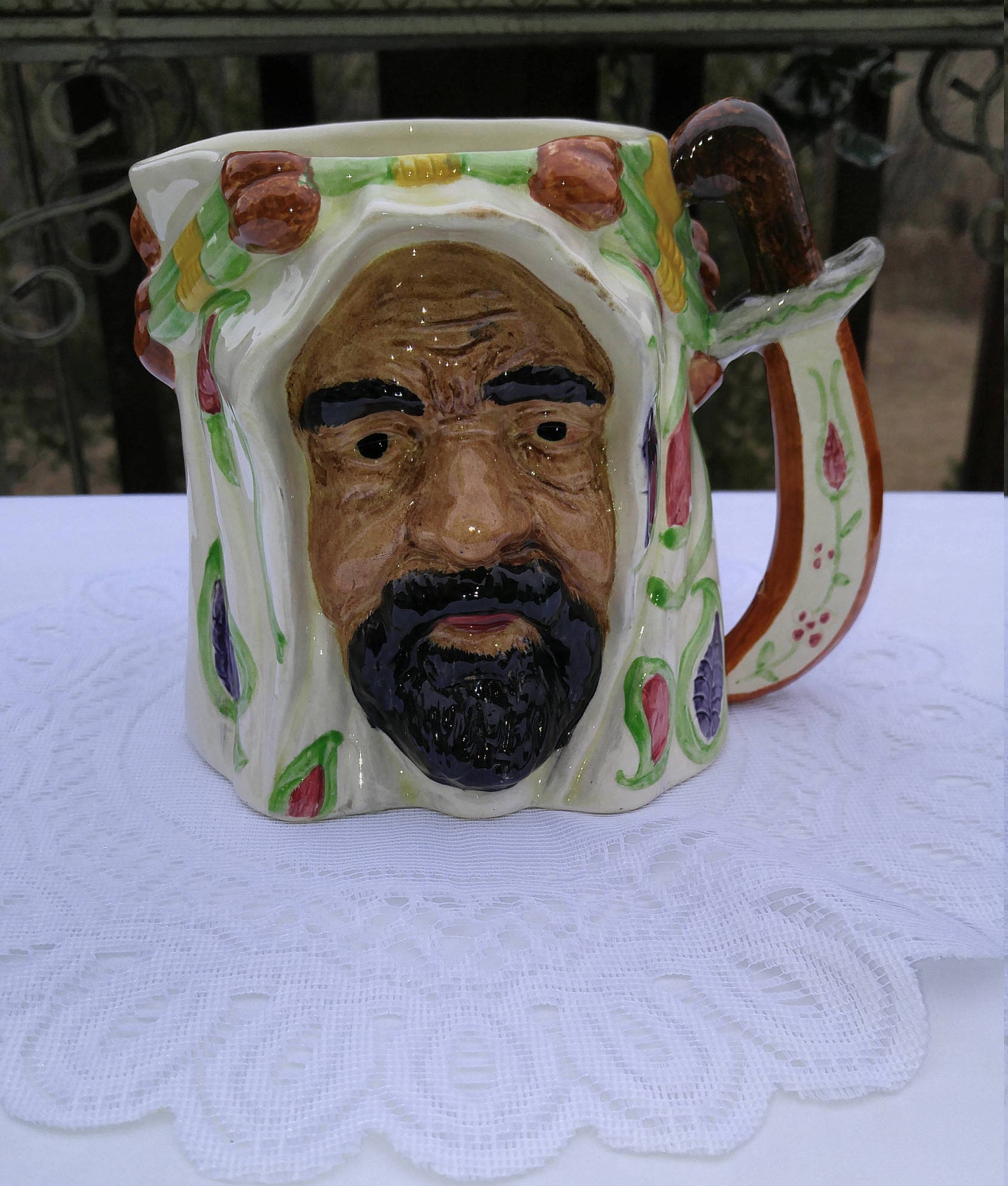 Very Rare Lancaster and Sons, England, Arabian Sheik Large Toby Jug, Lancaster Toby Jug, Large Figural Toby Jug, Pitcher