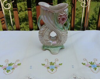 Vintage Lusterware Vase; Vintage Vase, Vintage Luster Ware, White Luster Vase, Pink Luster Vase, Green Luster Vase, Vintage Flower Vase