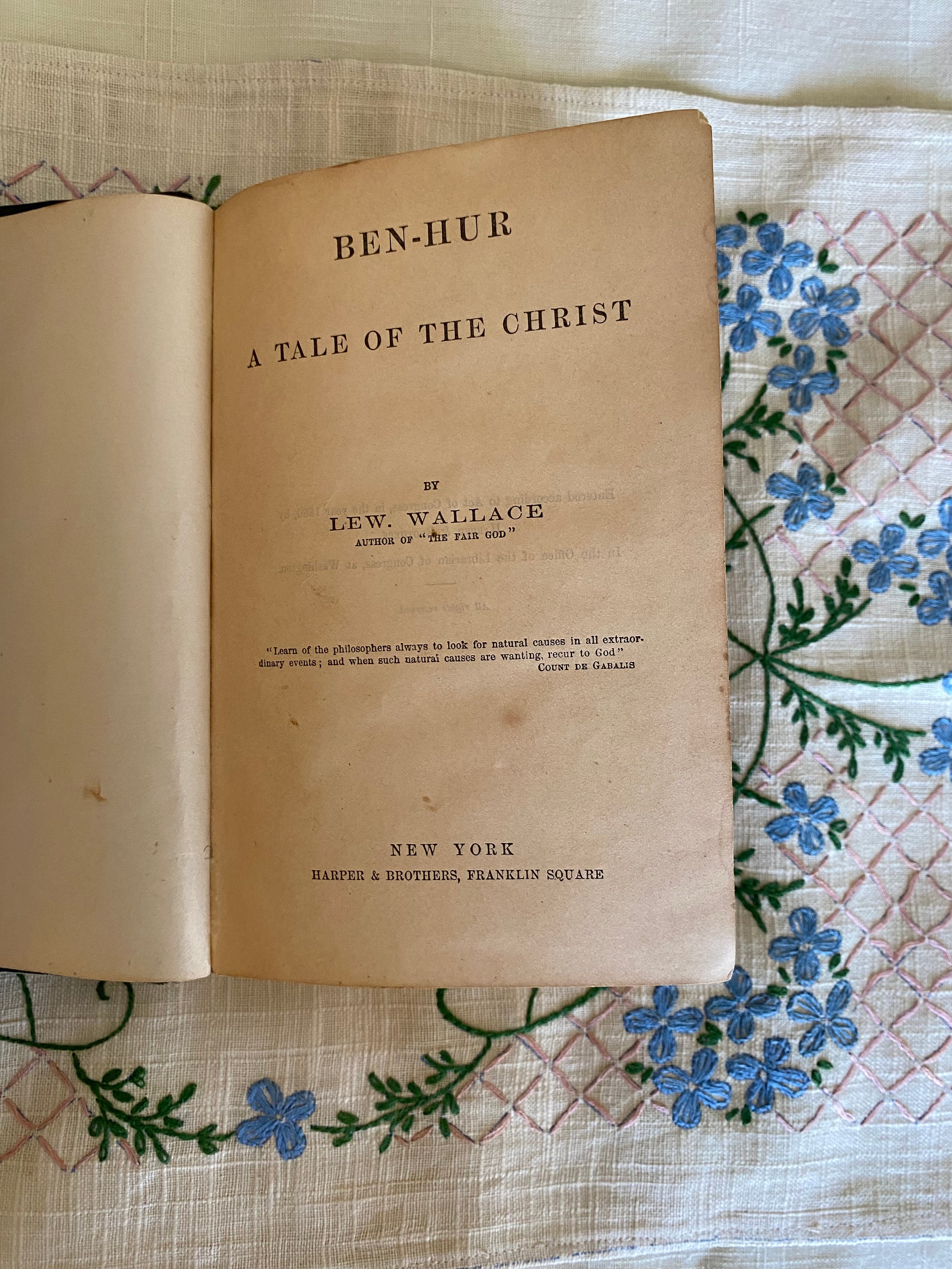 ベン・ハー、キリストの物語、ルー・ウォーレス著、初版小説、1880 年