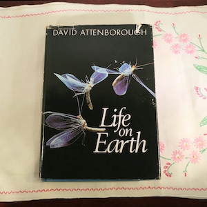 Life on Earth, A Natural History, Hardcover Book by Famed Zoologist David Attenborough, 1979;Vintage Book, Life on Earth, David Attenborough