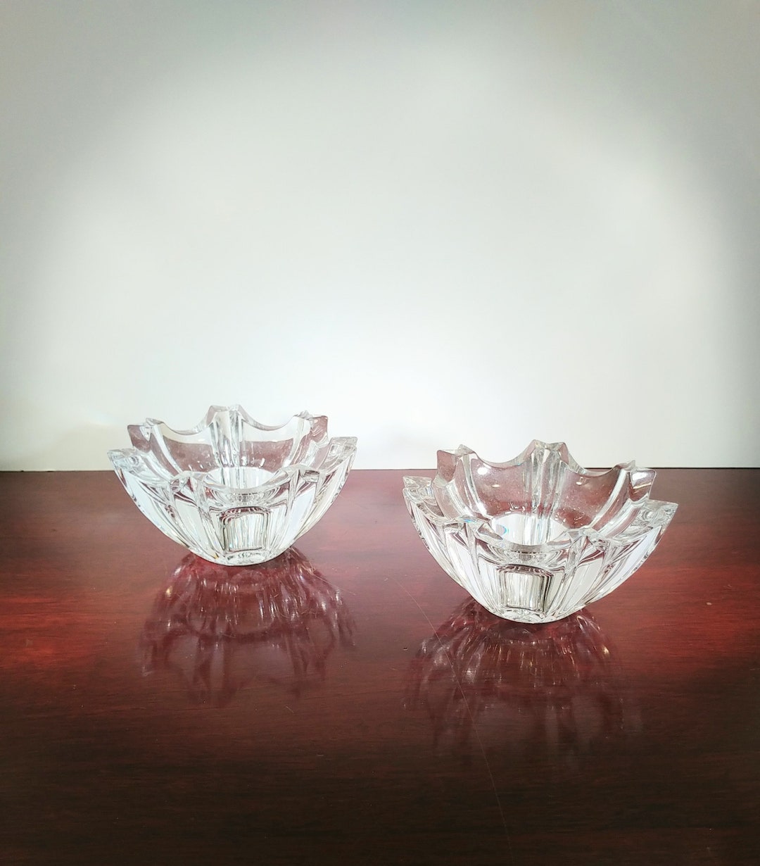 Vintage Crystal Glass Candle Holders - Set of 2 Matching; Vintage ...