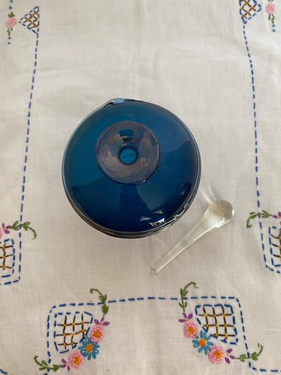 Vintage Blue Blown Glass Pedestal Perfume Bottle;… - image 7