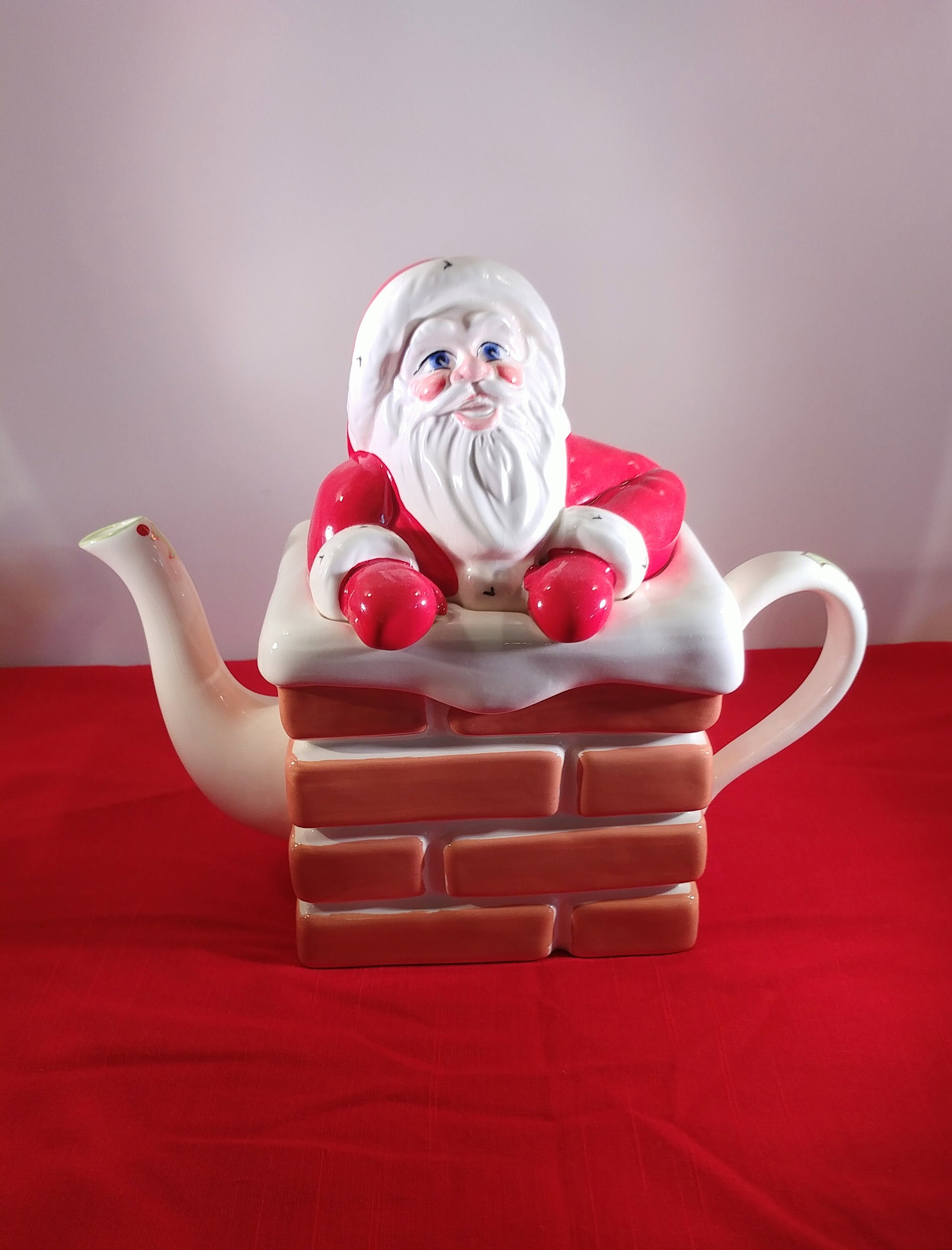 Santa in the Chimney English Teapot Full Size Vintage Etsy