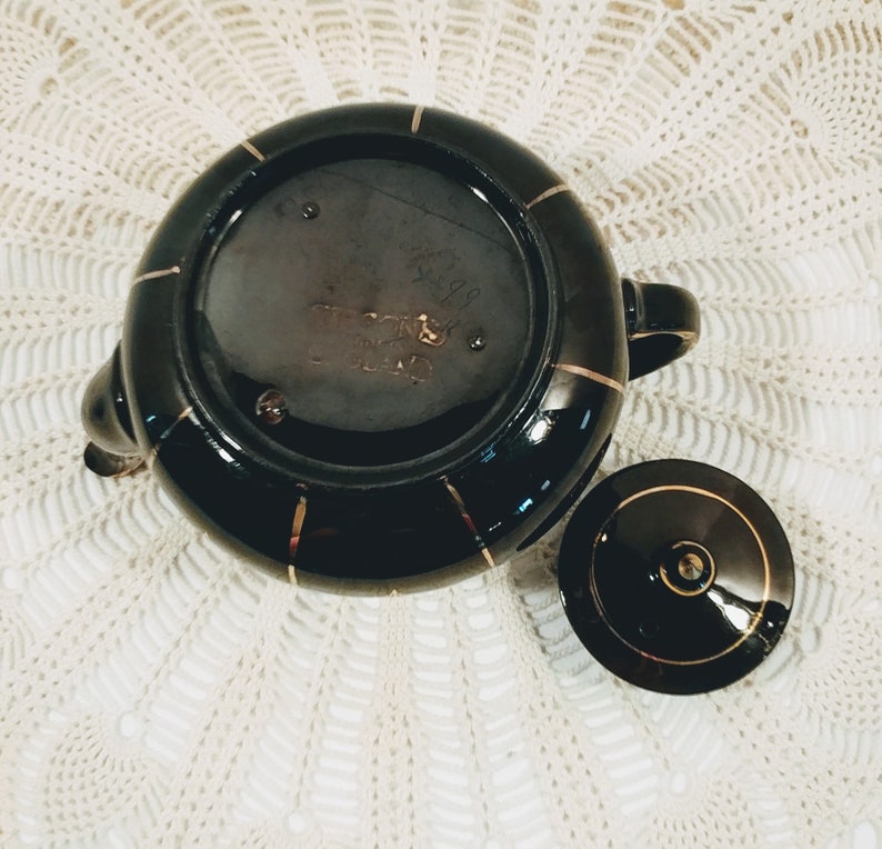 Vintage Gibsons England Dark Brown Teapot with Gold Etsy