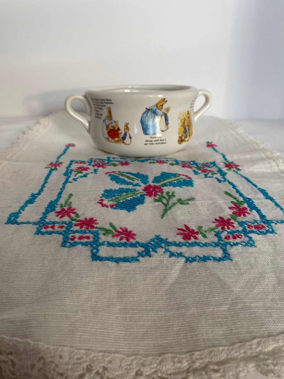 Beatrix Potter Peter Rabbit Decorated Two Handled Soup Bowl/planter, by ...