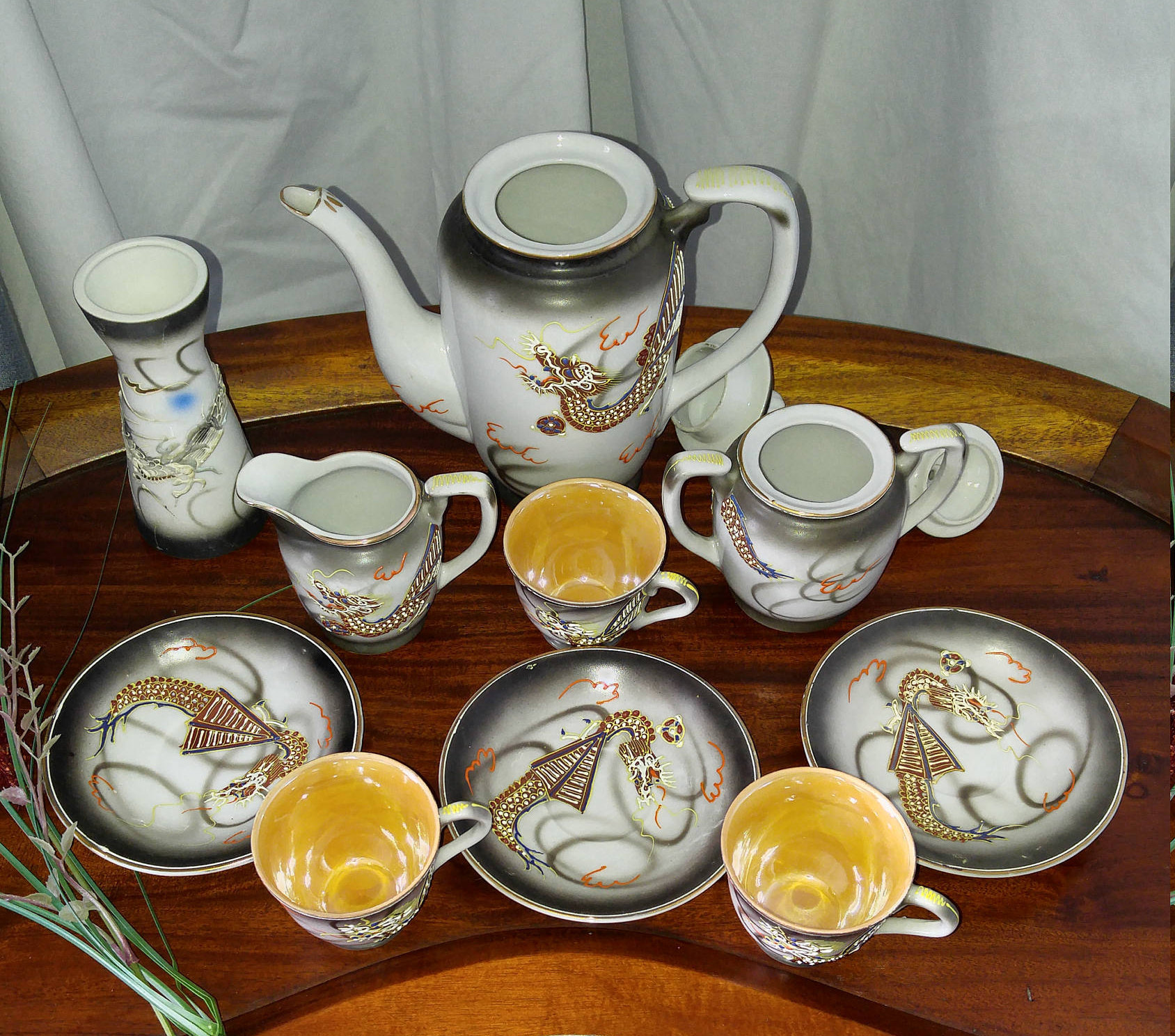 Antique Dragonware Hand Painted Moriage Tea Set 9 Piece Set Etsy