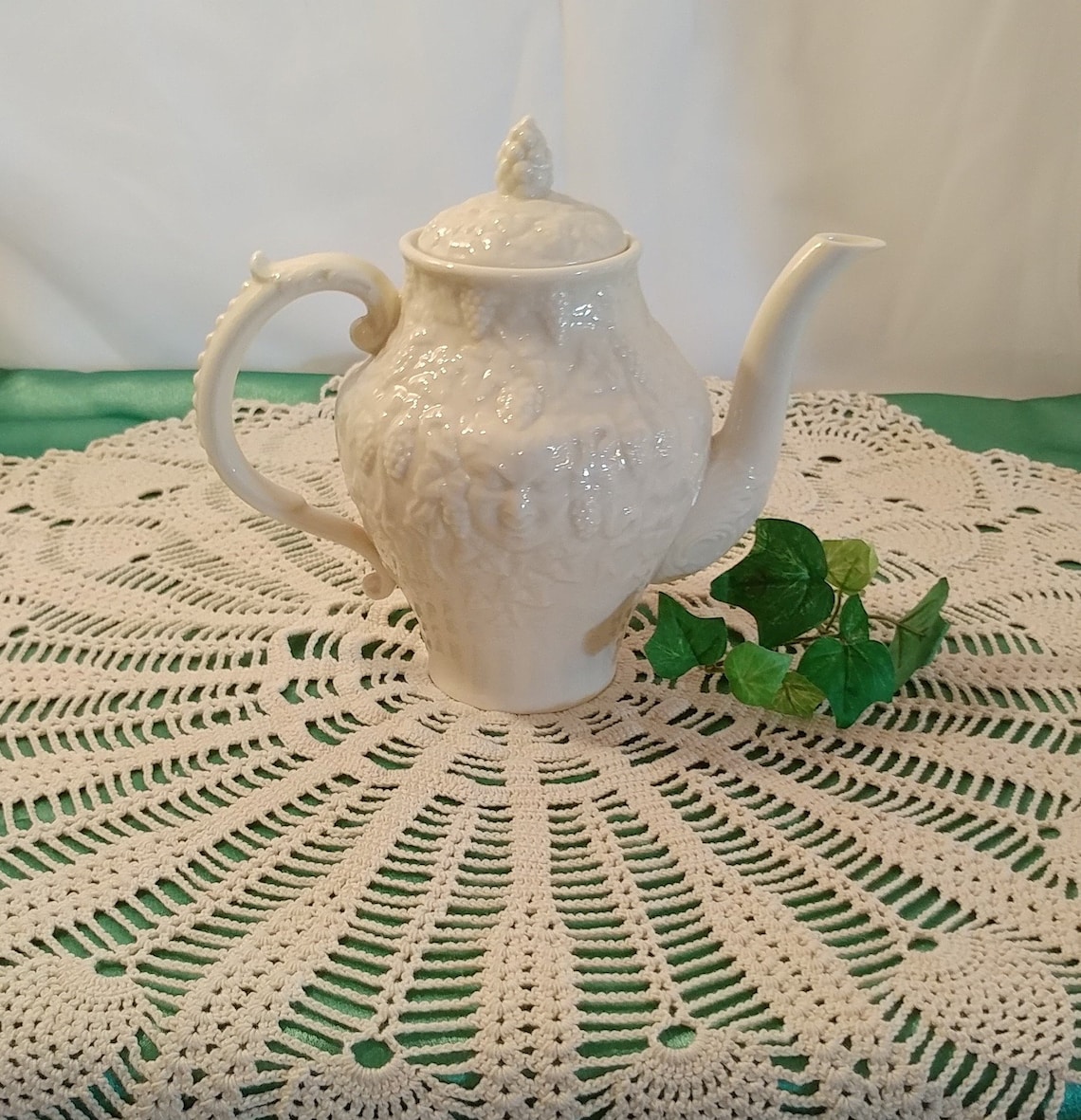 Stunning Belleek China Coffee Pot in Irish Mask and Grapes Etsy