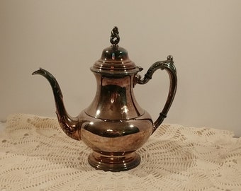 Vintage Oneida Silver Plate Coffee Pot: Heirloom Melon Rosewood